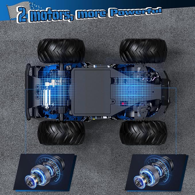 Remote Control Car, All-Terrain Remote Control Truck for Boys, Rechargeable Rc Truck with LED, 1:20, 10KM/H, 2 Motors, 2.4GHZ, Speed Friendly, Sturdy, Rc Cars for Christmas, Kids, Beginner
