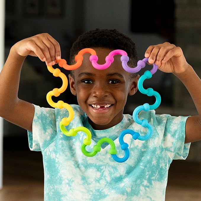 Fat Brain Toys Plip Links, Silicone Building Toys for Creative Play, Creative Construction Play Set for Preschoolers, Kids Toys Ages 3 to 12