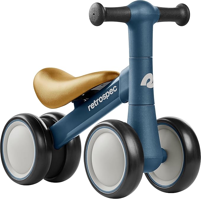 Retrospec Cricket 2 Baby Walker Balance Bike with 4 Wheels for Ages 12-24 Months - First Birthday Gift Toddler Bicycle Toy for 1 Year Old’s - Ride On Toys for Boys & Girls