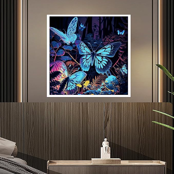 Wooden Puzzles, Butterfly Wooden Jigsaw Puzzles Glow in The Dark, 500 Pieces Unique Shaped Wooden Puzzles for Adults and Kids 16.5 x 16.5 Inch