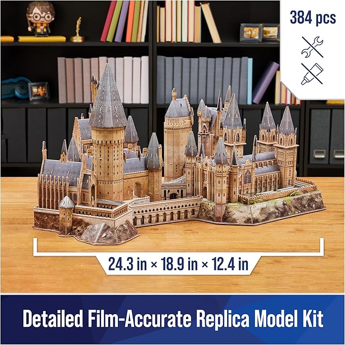 4D Build, Harry Potter Deluxe Hogwarts Castle with Astronomy Tower & Great Hall Over 2ft. Wide Model Kit 384 Pcs | 3D Puzzles for Adults & Teens 12+
