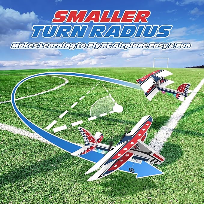 DEERC RC Plane, 2.4GHZ Remote Control Airplane W/ 3 Batteries & 6-axis Gyro Stabilizer, 2CH RTF RC Glider Toy for Beginners Kids Boys Girls Adults