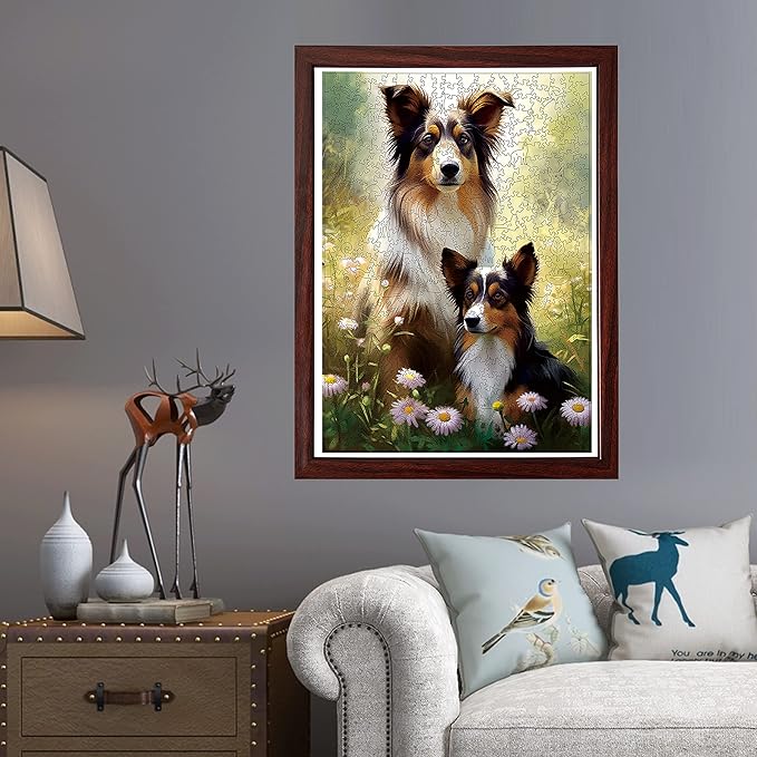 Unique Wooden Jigsaw Puzzles - Shetland Sheepdog, 200 Pcs Medium Size 8.9'' x 12.6'', Luxurious Animal Shaped Wood Puzzle, Beautiful Package, Best Gift for Adults
