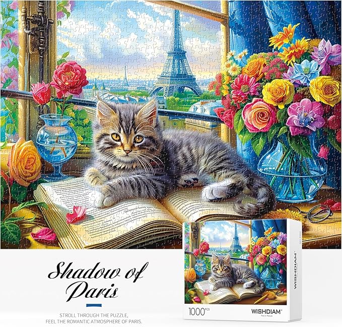 Jigsaw Puzzles 2 Pack 1000 Pieces - WISHDIAM Puzzles for Adults - Cats Funny Kitten Pets Animal Lovers Impossible Difficult Challenging Puzzles for Home Decor Birthday Party Gifts Toy for Men Women
