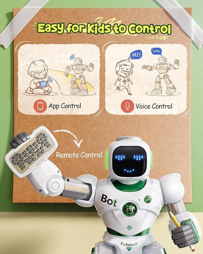 Ruko 1088 Large Robot Toys for Kids, Voice and App Control, Smart Remote Control Carle Robots, Programmable Interactive Music Girls Boys Toys, Gifts for Kids 4 5 6 7 8 9 Year Old, Green