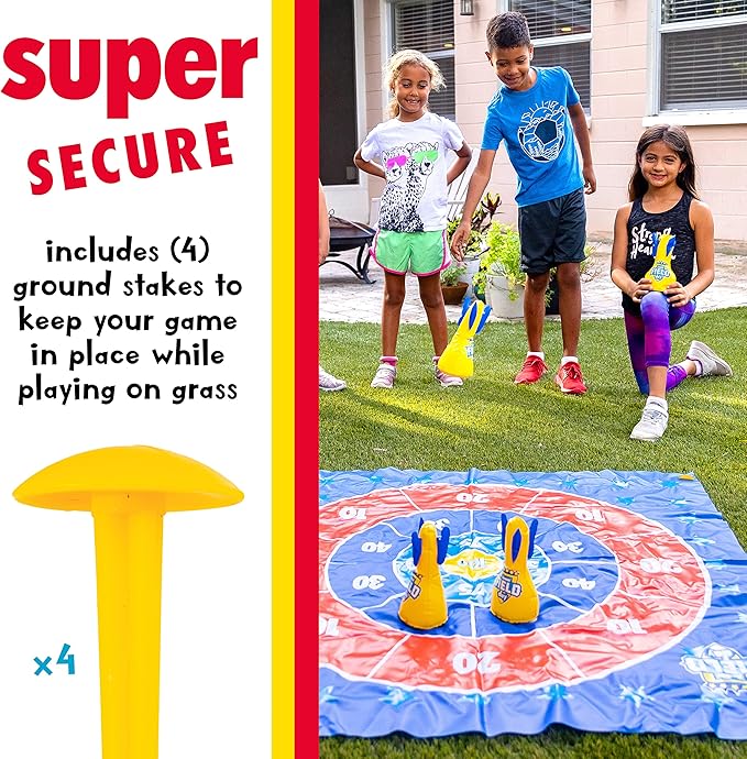 Franklin Sports Toss N' Flip Darts - Indoor and Outdoor Darts Game for Kids - Yard Toss Game with Inflatable Darts Red/Blue