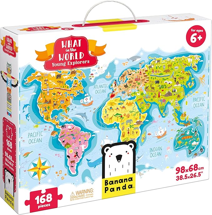 Banana Panda - What in the World Young Explorers - Jigsaw Puzzle and Learning Activity for Kids Ages 6 Years and Up,Multicolor