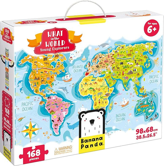 Banana Panda - What in the World Young Explorers - Jigsaw Puzzle and Learning Activity for Kids Ages 6 Years and Up,Multicolor