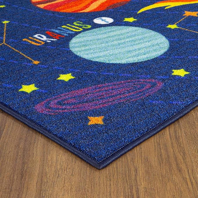 KC Cubs Playtime Collection Space Safari Road Map Educational Learning & Game Area Rug Carpet for Kids and Children Bedrooms and Playroom (3' 3" x 4' 7")