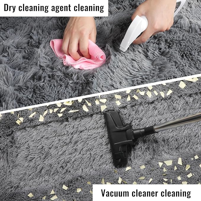 PAGISOFE Plush Machine Washable Area Rugs for Living Room 6x9 Grey, Soft Shaggy Rugs Carpets Fluffy Rugs for Boys Bedroom Kids Room, Shag Plush Rug for Teen Dorm Decor, Home Decor Aesthetic, Nursery