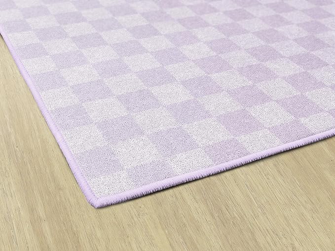 Flagship Carpets Schoolgirl Style Lavender Checkerboard Educational Area Rug for Kids Room Seating Décor, Children's Classroom, Play Carpet for Teaching and Playroom, 7'6" x 12', Purple