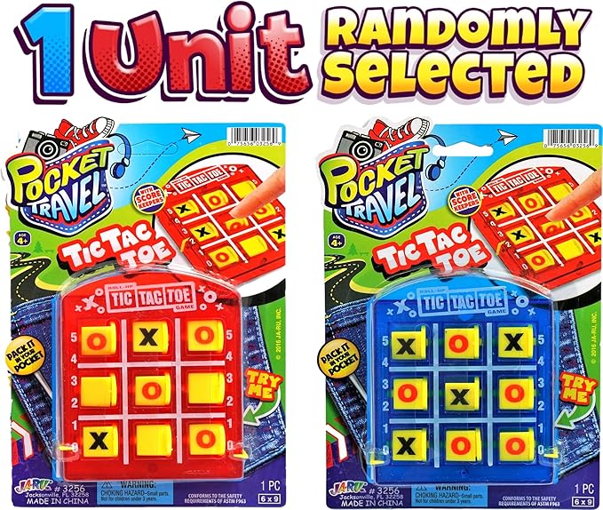 JA-RU Portable Tic Tac Toe (1 Pack) Classic Mini Board Games for Kids. Pocket Travel Size. Party Favor Birthday Stocking Stuffer. 3256-1