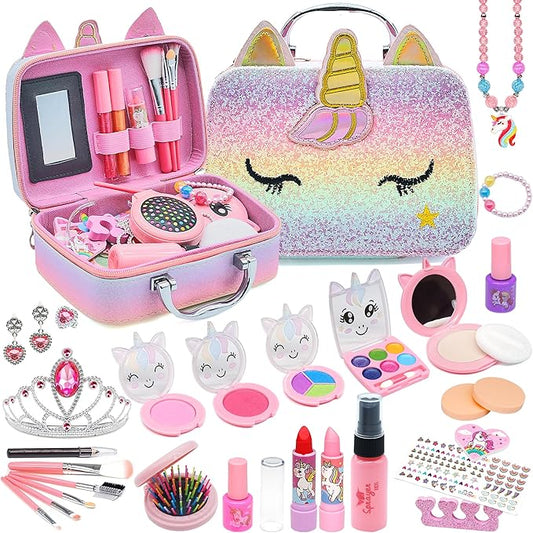Kids Makeup Kit for Girl - Girls Makeup Kit for Kids, Little Girls Make up Set, Washable Kid Makeup Toy for Toddlers Children Princess, Christmas Birthday Gift for 4 5 6 7 8 9 10 Year Old Girl