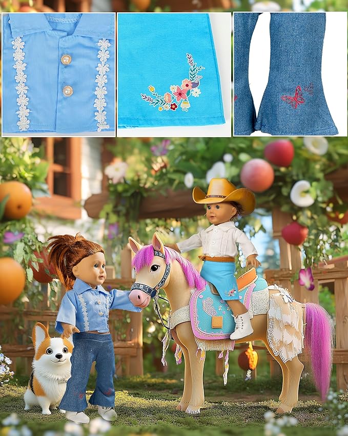 American 18-Inch Doll Clothes, 8 Sets Doll Clothing and Accessories for 18 inch Doll, Baby Doll Dress up Toys for Girls Kids