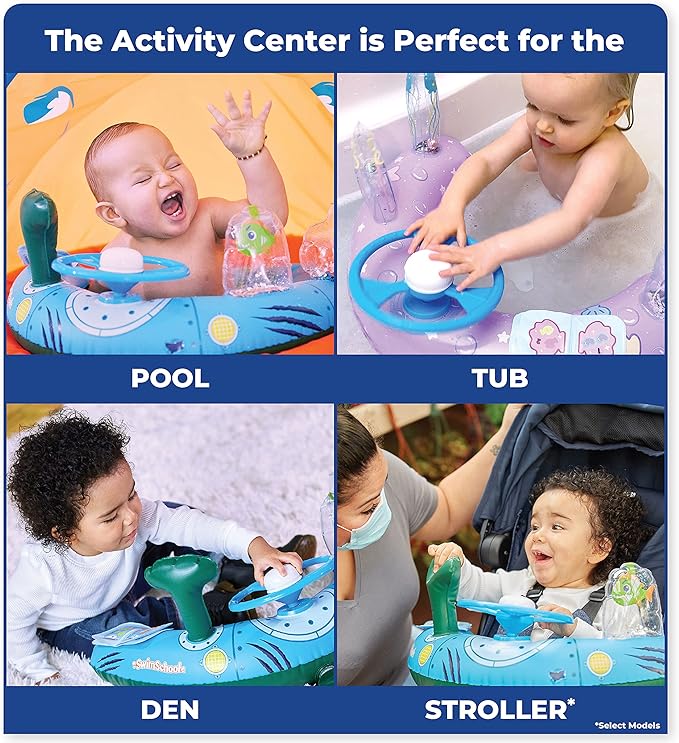 SwimSchool Infant Baby Pool Floats, Free Swimming, Super Buoyant – Ages 6-24 Months – Multiple Colors/Styles – Adjustable Canopies and Seats, Splash & Play Baby Floaties
