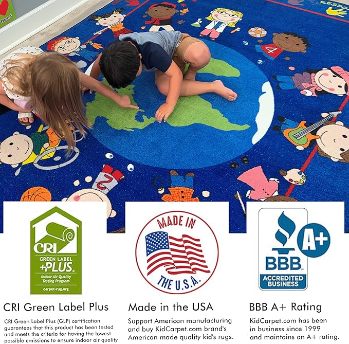 KidCarpet World Character Classroom Rug, 7'6" x 12' Rectangle