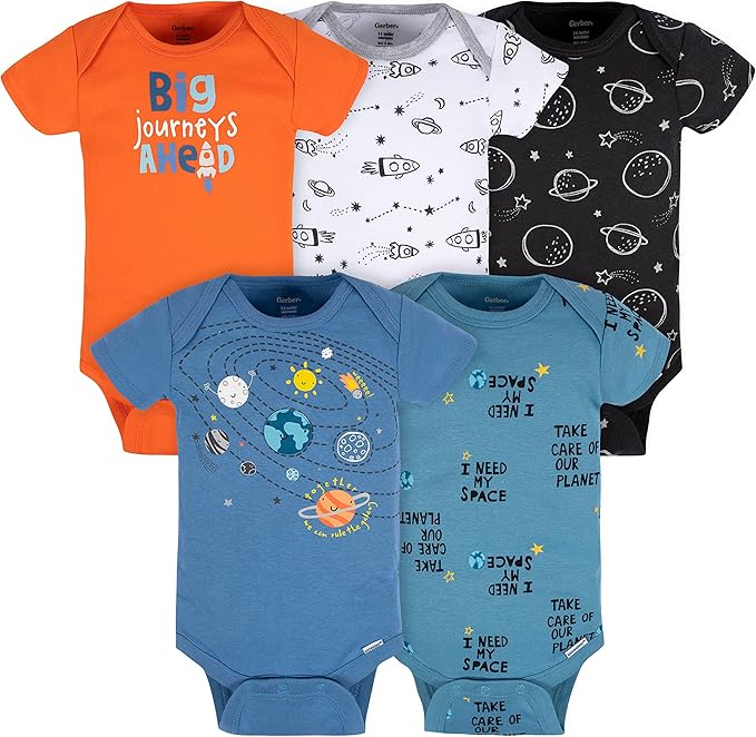 Gerber baby-boys 5-pack Short Sleeve Variety Onesies Bodysuits