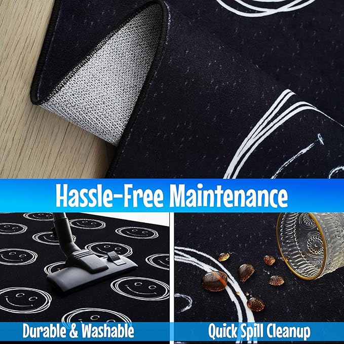 Hudson Comfort Classroom Rug 9x12 - Rugs for Elementary, Daycare, Nursery, and Playroom - Super Soft Non-Slip Carpet - Kids Fun Floor Mat for Playtime (Smiley Face)