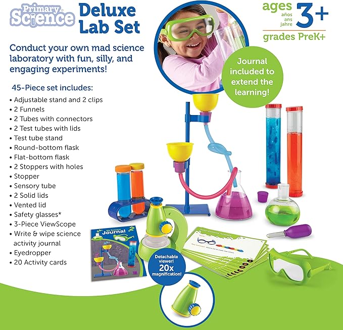 Learning Resources Primary Science Deluxe Lab Set - 45 Pieces, Ages 3+ Preschool Science Kit, STEM Toys, Science Experiments for Kids, Preschool Learning Toys