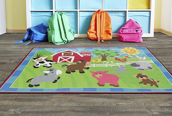 Flagship Carpets Kids and Baby Non Slip Area Rug for Home Learning or Classroom Carpet, Playroom or Kids Bedroom Mat, 5' x 8', Cutie Banyard