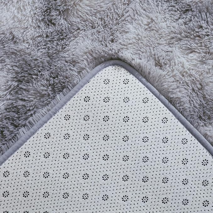 AROGAN 2x8 Feet Soft Runner Rugs for Bedroom Plush Fluffy Rug, Shag Furry Area Rug Carpet Non Shedding for Nursery Children Kids Girls Room Home Hallways Decorative, Grey and White