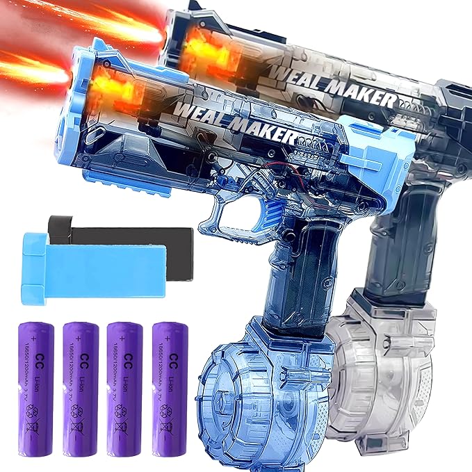 2025 Electric Water Guns 2-Pack with LED Light-Up Muzzle – Automatic Squirt Guns, 500CC Tanks, 28FT Range, Dual Rechargeable Batteries, Waterproof, Perfect for Nighttime Pool Parties & Outdoor Fun