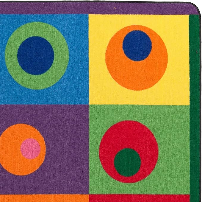 Flagship Carpets Multi Silly Circles Colorful Abstract Children's Classroom Area Rug for Kids Room Seating Décor, Play Carpet for Teaching and Playing, (Seats 20), 5'10" x 8'4", Rectangle