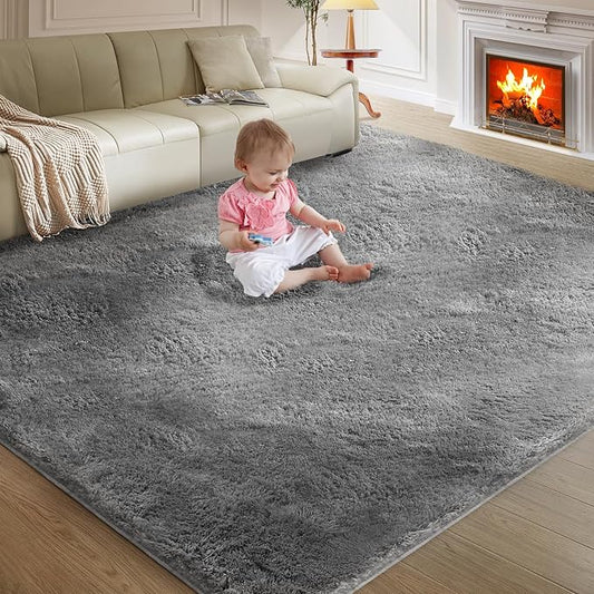 Ultra Soft Rug for Living Room, 6X9 Fluffy Shag Area Rug for Bedroom, Modern Shaggy Carpets Fuzzy Rug for Teens Dorm Nursery Home Decor Aesthetic, Upgrade Anti-Skid Durable, Grey