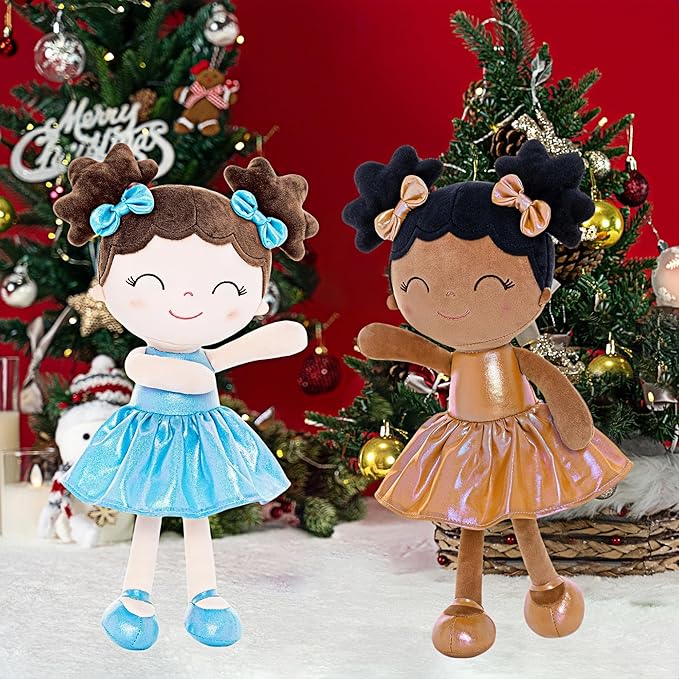 Gloveleya Baby Girl Gifts First Baby Doll Rag Doll Baby Dolls Soft Doll Curvy Illusion Girl Black Gold 12inches