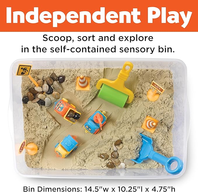 Creativity for Kids Sensory Bin: Construction Zone Playset - Preschool Learning Activities, Excavator Toys for Boys Ages 3-5+, Outdoor Toys and Gifts for Kids