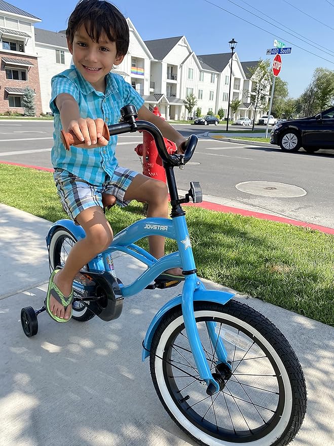 JOYSTAR 12 14 16 Inch Kids Cruiser Bike for Ages 2-7 Years Old Girls & Boys, Children's Bicycle with Training Wheels, Coaster Brake, Fenders & Adjustable Seat