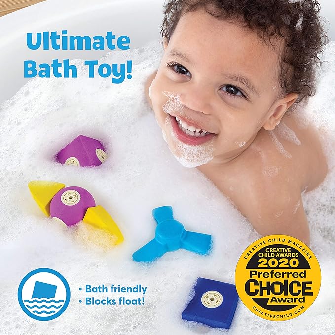 Magnetic Foam Blocks – STEM Preschool Toys for Children, Toddlers, Boys and Girls, The Ultimate Bath Toy – Roadster Set, Bath Building Blocks, Engineering Toys for Kids 3-6