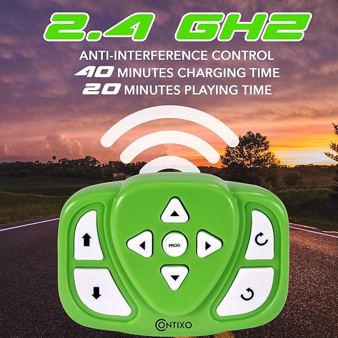 Contixo RC Stunt Car 4WD 2.4GHz, Green Double-Sided 360° Rotating Remote Control Cars with LED Lights, for Kids Girls Boys Age 4-12