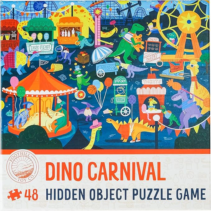 Children’s Jigsaw Puzzle | Unique Dinosaur Art | Educational Gift for Kids 3-8, Dino Carnival - 48 Piece