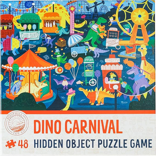 Children’s Jigsaw Puzzle | Unique Dinosaur Art | Educational Gift for Kids 3-8, Dino Carnival - 48 Piece