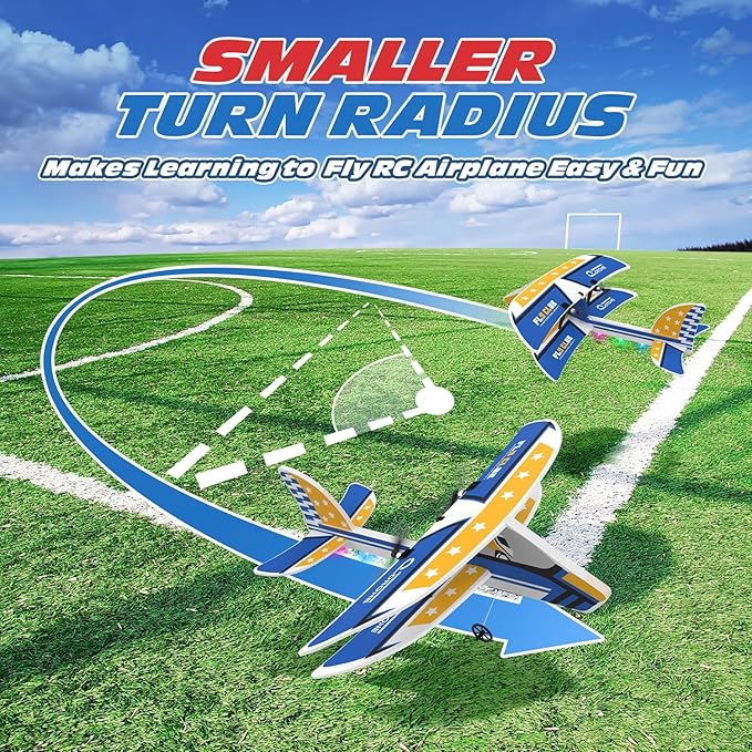 DEERC RC Plane, 2.4GHZ Remote Control Airplane W/ 3 Batteries & 6-axis Gyro Stabilizer, 2CH RTF RC Glider Toy for Beginners Kids Boys Girls Adults