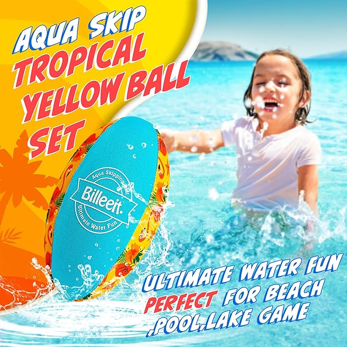5Pcs Water Skipping Balls Set for Pool Play, Multi-Colored Splash Water Bouncing Balls, Fun Water Pool Beach Swim Toys & Games for Kids 3+ 4-8-12 and Adults