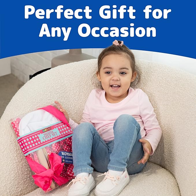 Kids Cooking and Baking Chef Set for Little Girls, Complete Cooking Sets, Toddler Dress Up and Pretend Play Dress Up Clothes for Girls, Kitchen Toys 3-5 Years Old with Kids Aprons