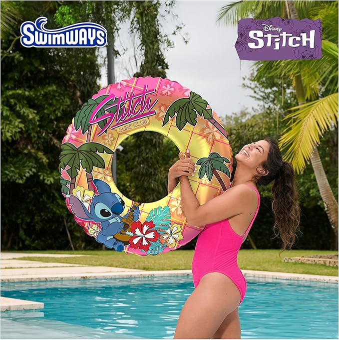 Swimways Stitch Swim Tube Pool Float, Inflatable Pool Floats & Kids Pool Toys, Swimming Pool Accessories & Beach Essentials for Teens Aged 14 & Up