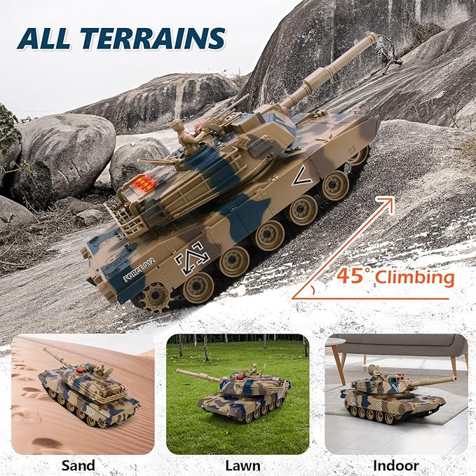 RC Tank Set, 1/24 Scale Army Battle Tanks with Life Indicators and Spray, 35 Mins Playtime Remote Control Military Toys, Set of 2 RC Vehicles for Kids and Adults