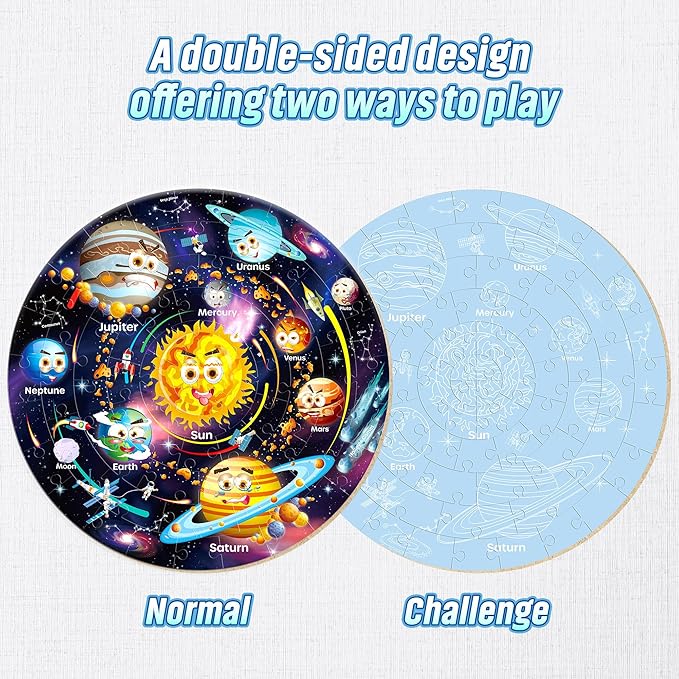 SYNARRY Solar System Floor Puzzles for Kids Ages 4-8, Large 70 Piece Jigsaw Puzzles for Kids Ages 4-6, Space Planet Astronaut Toys Gifts Puzzles for 3-5 5-7 8-10 Years Old Toddlers Boys Girls Children