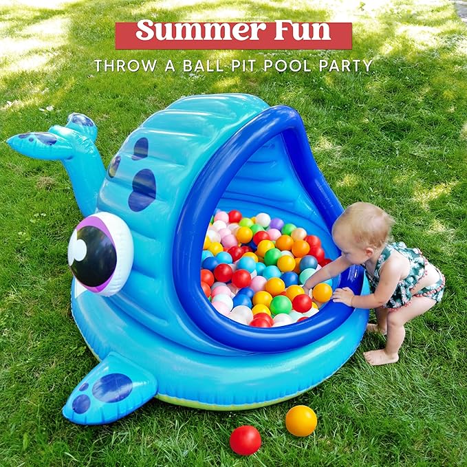 JOYIN Inflatable Shade Kiddie Pool,Whale Baby Pool Tent, Infant Swimming Pool for Kids （54" x 56" x 28"）,Blow Up Toddler Pool for Swim Party Toys Summer Water Beach Fun