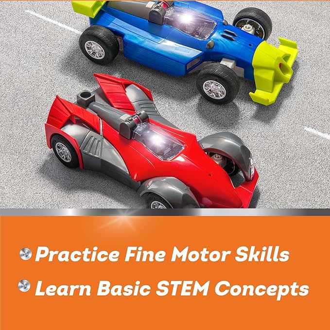 Driven by Battat – 19 Pcs Take-Apart Car Toy with Construction Tool – Remote Control Race Car – Customizable Car Body – Lighting Fast R/C Car with Lights & Sounds – STEM Toy for Age 3+