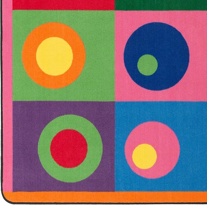 Flagship Carpets Multi Silly Circles Colorful Abstract Children's Classroom Area Rug for Kids Room Seating Décor, Play Carpet for Teaching and Playing, (Seats 20), 5'10" x 8'4", Rectangle