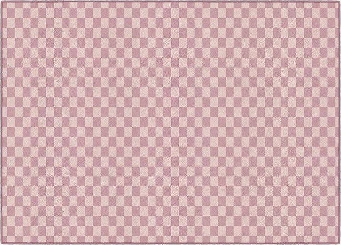 Flagship Carpets Schoolgirl Style Blush Checkerboard Educational Area Rug for Kids Room Seating Décor, Children's Classroom, Play Carpet for Teaching and Playroom, 5' x 7'6", Blush Pink