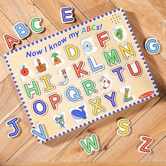 Melissa & Doug Wooden Alphabet Sound Puzzle - Wooden Puzzle with Sound Effects (26 pcs) - FSC Certified