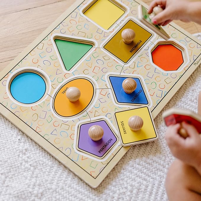 Melissa & Doug Deluxe Jumbo Knob Wooden Puzzle - Geometric Shapes (8 pcs)