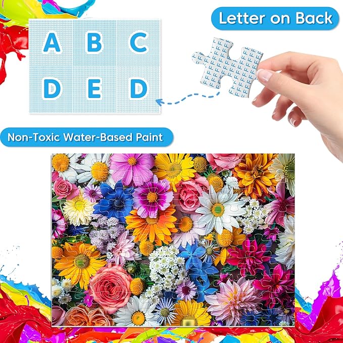 100 Piece Puzzles for Kids Ages 4-8 - Dogs Flowers Donuts Cats Puzzles - Large Puzzles for Senior Jigsaw Puzzle for Kids Ages 4-6 6-8 8-10 Year Old Educational Puzzles Toys 4-Pack 15"x11"