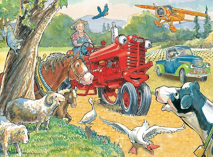 MasterPieces Licensed 60 Piece Vintage Jigsaw Puzzle for Kids - Tractor Mac Out for a Ride - 14"x19"