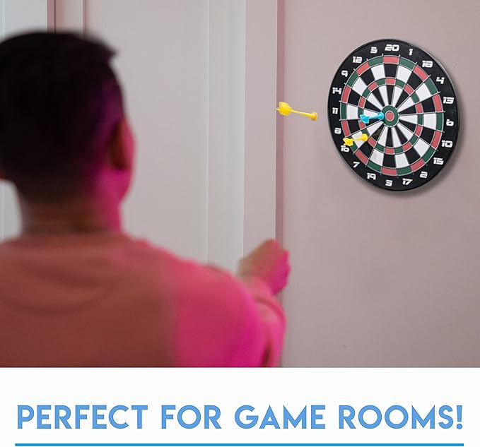 Franklin Sports Magnetic Soft Tip Dartboard Set - Indoor Dart Board + Darts Set for Family + Adults - Magnetic Board + (6) Darts Included